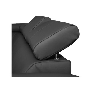Canapé d'angle en cuir italien de luxe 5 places ASTRA, gris foncé, angle gauche