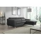 Canapé d'angle en cuir italien de luxe 5 places ASTRA, gris foncé, angle droit