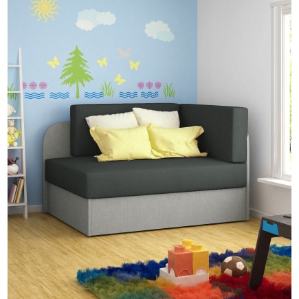 Canapé convertible 2 places moderne en tissu Gris foncé / Gris clair, coffre, ROSEN