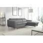 Canapé d'angle en cuir italien de luxe 5 places ASTRA, gris clair, angle droit