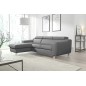 Canapé d'angle en cuir italien de luxe 5 places ASTRA, gris clair, angle gauche