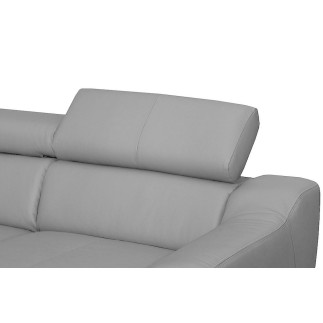 Canapé d'angle en cuir italien de luxe 5 places ASTRA, gris clair, angle gauche