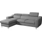 Canapé d'angle en cuir italien de luxe 5 places ASTRA, gris clair, angle gauche