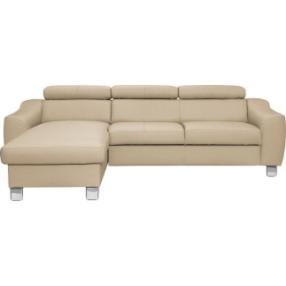 Canapé d'angle en cuir italien de luxe 5 places ASTRA, beige, angle gauche