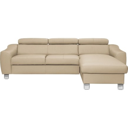 Canapé d'angle en cuir italien de luxe 5 places ASTRA, beige, angle droit