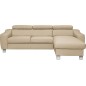 Canapé d'angle en cuir italien de luxe 5 places ASTRA, beige, angle droit