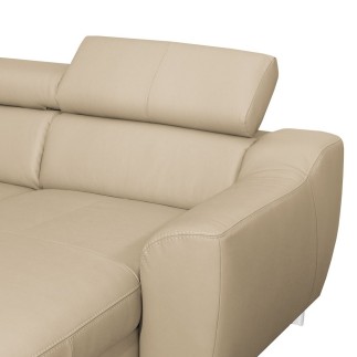 Canapé d'angle en cuir italien de luxe 5 places ASTRA, beige, angle droit