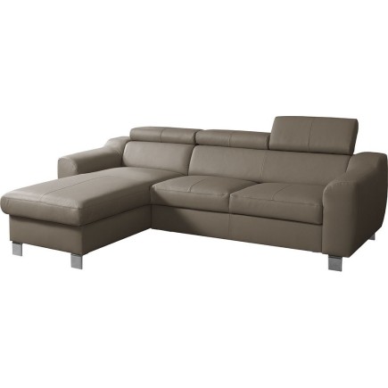 Canapé d'angle en cuir italien de luxe 5 places ASTRA, taupe, angle gauche