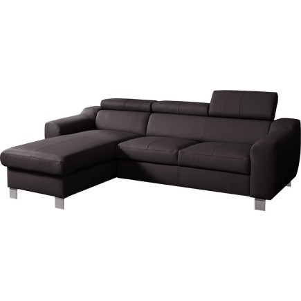 - Canapé d'angle en cuir italien de luxe 5 places ASTRA, chocolat, angle gauche