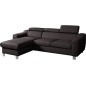 - Canapé d'angle en cuir italien de luxe 5 places ASTRA, chocolat, angle gauche