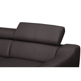 - Canapé d'angle en cuir italien de luxe 5 places ASTRA, chocolat, angle gauche