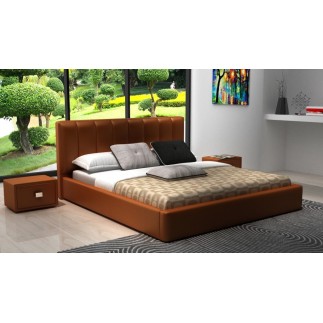Lit design en cuir italien de luxe NATURA, marron.
