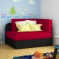Canapé convertible 2 places moderne en tissu Rouge / Noir, coffre, ROSEN Canapé convertible 2 places moderne en tissu Rouge / Noir, coffre, ROSEN