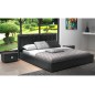 Lit design en cuir italien de luxe NATURA, gris foncé, 140x190