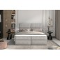 Ensemble boxspring complet tête de lit + sommiers + matelas + surmatelas AMARIS de VENESETTI - tissu luxe gris - 140x200 cm