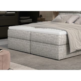 Ensemble boxspring complet tête de lit + sommiers + matelas + surmatelas AMARIS de VENESETTI - tissu luxe gris - 160x200 cm