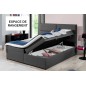 Ensemble boxspring complet tête de lit + sommiers + matelas + surmatelas AMARIS de VENESETTI - tissu luxe gris - 160x200 cm
