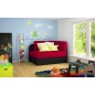 Canapé convertible 2 places moderne en tissu Rouge / Noir, coffre, ROSEN Canapé convertible 2 places moderne en tissu Rouge / Noir, coffre, ROSEN