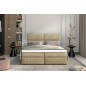 Ensemble boxspring complet tête de lit + sommiers + matelas + surmatelas AMARIS de VENESETTI - tissu luxe beige - 140x200 cm