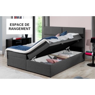 Ensemble boxspring complet tête de lit + sommiers + matelas + surmatelas AMARIS de VENESETTI - tissu luxe beige - 140x200 cm