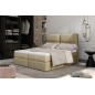 Ensemble boxspring complet tête de lit + sommiers + matelas + surmatelas AMARIS de VENESETTI - tissu luxe beige - 160x200 cm