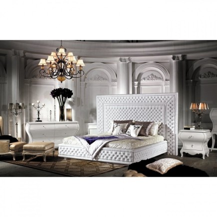 Lit en cuir italien de luxe PALACE, blanc, 180x200
