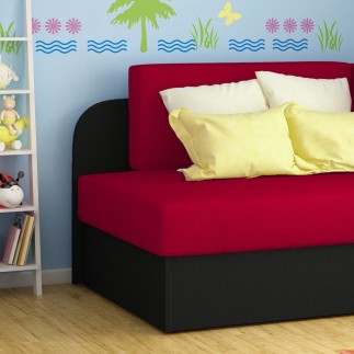 Canapé convertible 2 places moderne en tissu Rouge / Noir