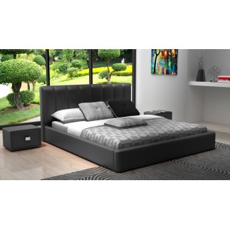 Lit design en cuir italien de luxe NATURA, gris foncé.