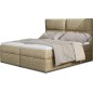 Ensemble boxspring complet tête de lit + sommiers + matelas + surmatelas AMARIS de VENESETTI - tissu luxe beige - 160x200 cm