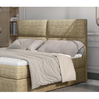 Ensemble boxspring complet tête de lit + sommiers + matelas + surmatelas AMARIS de VENESETTI - tissu luxe beige - 160x200 cm