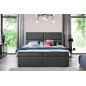Ensemble boxspring complet tête de lit + sommiers + matelas + surmatelas AMARIS de VENESETTI - tissu luxe gris foncé - 180x200 c