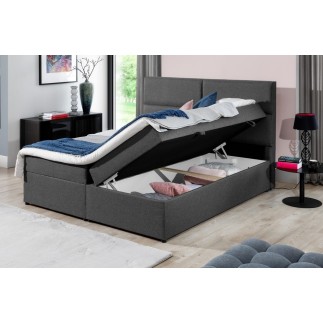Ensemble boxspring complet tête de lit + sommiers + matelas + surmatelas AMARIS de VENESETTI - tissu luxe gris foncé - 180x200 c