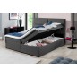 Ensemble boxspring complet tête de lit + sommiers + matelas + surmatelas AMARIS de VENESETTI - tissu luxe gris foncé - 180x200 c