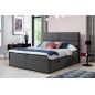 Ensemble boxspring complet tête de lit + sommiers + matelas + surmatelas AMARIS de VENESETTI - tissu luxe gris foncé - 140x200 c