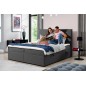 Ensemble boxspring complet tête de lit + sommiers + matelas + surmatelas AMARIS de VENESETTI - tissu luxe gris foncé - 160x200 c