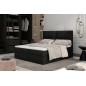 Ensemble boxspring complet tête de lit + sommiers + matelas + surmatelas AMARIS de VENESETTI - tissu luxe noir - 140x200 cm