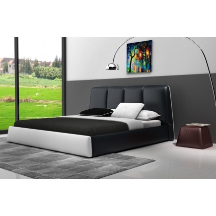 Lit design en cuir italien de luxe VERDI, noir et blanc.