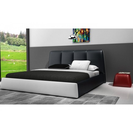 Lit design en cuir italien de luxe VERDI, noir et blanc, 180x200