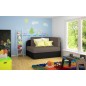 Canapé convertible 2 places moderne en tissu Rouge / Noir, coffre, ROSEN Canapé convertible 2 places moderne en tissu Rouge / Noir, coffre, ROSEN