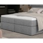Ensemble boxspring complet tête de lit + sommiers + matelas + surmatelas AMARIS de VENESETTI - tissu luxe gris clair - 140x200 c