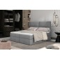 Ensemble boxspring complet tête de lit + sommiers + matelas + surmatelas AMARIS de VENESETTI - tissu luxe gris clair - 160x200 c