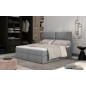 Ensemble boxspring complet tête de lit + sommiers + matelas + surmatelas AMARIS de VENESETTI - tissu luxe gris clair - 160x200 c