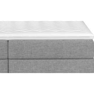 Ensemble boxspring complet tête de lit + sommiers + matelas + surmatelas AMARIS de VENESETTI - tissu luxe gris clair - 160x200 c