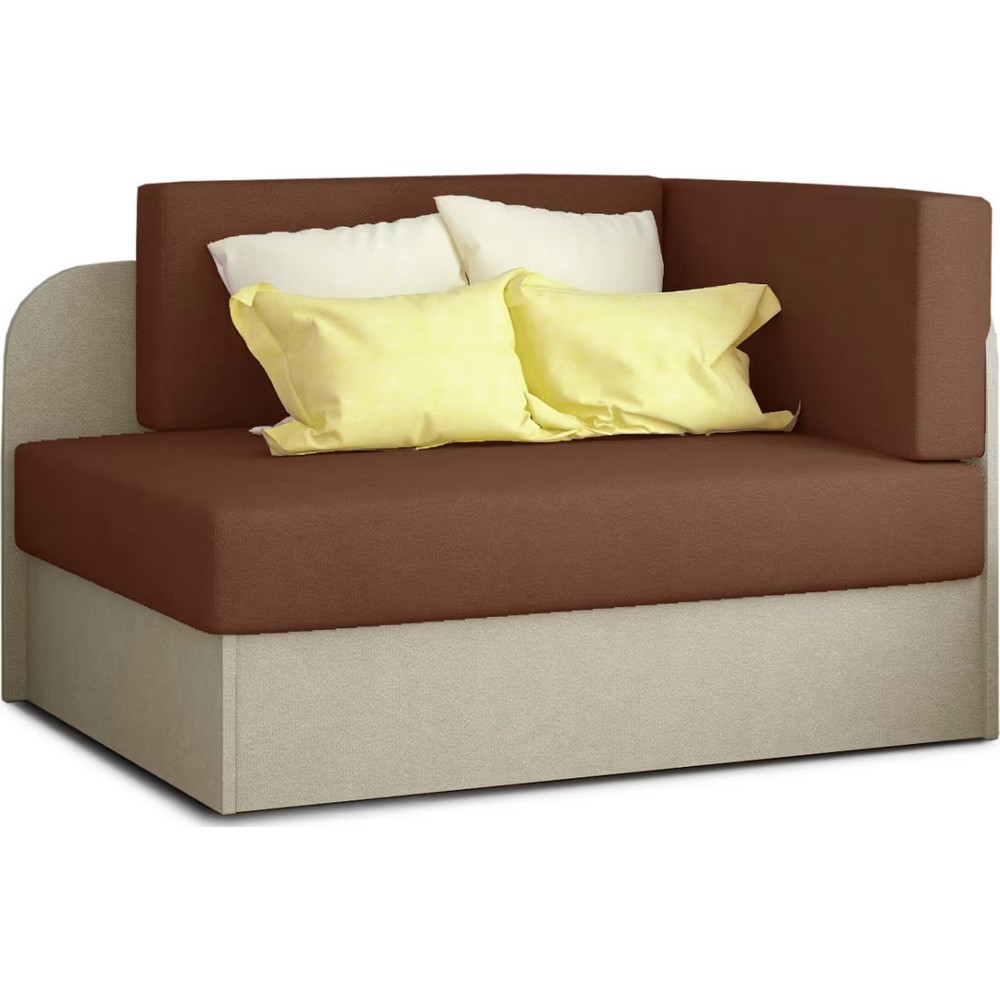 Canapé convertible 2 places moderne en tissu Marron et beige, coffre, ROSEN Canapé convertible 2 places moderne en tissu Marron et beige, coffre, ROSEN