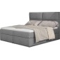 Ensemble boxspring complet tête de lit + sommiers + matelas + surmatelas AMARIS de VENESETTI - tissu luxe gris clair - 180x200 c