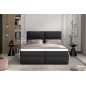 Ensemble boxspring complet tête de lit + sommiers + matelas + surmatelas AMARIS de VENESETTI - simili cuir noir - 180x200 cm