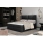 Ensemble boxspring complet tête de lit + sommiers + matelas + surmatelas AMARIS de VENESETTI - simili cuir noir - 140x200 cm