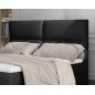 Ensemble boxspring complet tête de lit + sommiers + matelas + surmatelas AMARIS de VENESETTI - simili cuir noir - 140x200 cm