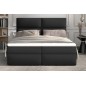 Ensemble boxspring complet tête de lit + sommiers + matelas + surmatelas AMARIS de VENESETTI - simili cuir noir - 160x200 cm