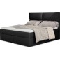 Ensemble boxspring complet tête de lit + sommiers + matelas + surmatelas AMARIS de VENESETTI - simili cuir noir - 160x200 cm